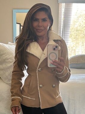 XS Women's Material Girl Brown Faux Suede Jacket